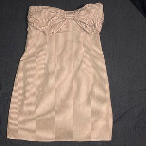 NWT Forever21 Striped Bow-Front Strapless Dress